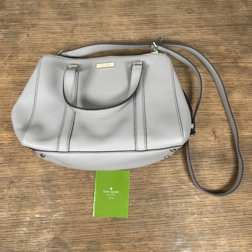 KATE SPADE Newbury Lane Satchel Handbag‎ Saffiano Leather Light Grey